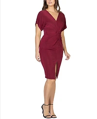 24seven Comfort Apparel Women's Short Sleeve V-neck Twist Front Dress