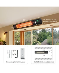 Wall-Mounted Patio Heater 750W/1500W Infrared Heater with 9-Level Adjustable 24H Timer