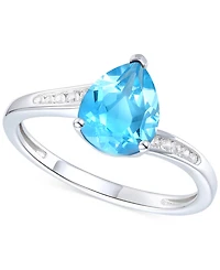 Amethyst (1-1/3 ct. t.w.) & Lab-Grown White Sapphire (1/10 Pear Swirl Ring 14k Gold-Plated Sterling Silver (Also Additional Gemstones)