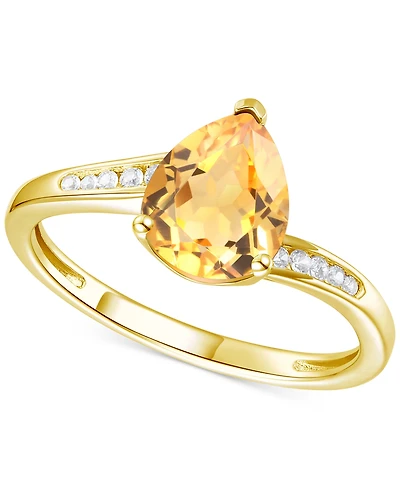 Amethyst (1-1/3 ct. t.w.) & Lab-Grown White Sapphire (1/10 Pear Swirl Ring 14k Gold-Plated Sterling Silver (Also Additional Gemstones)