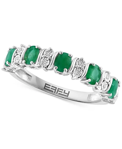 Effy Emerald (1-1/20 ct. t.w.) & Diamond (1/20 ct. t.w.) Ring in Sterling Silver (Also in Ruby & Sapphire)