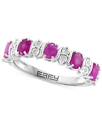 Effy Emerald (1-1/20 ct. t.w.) & Diamond (1/20 Ring Sterling Silver (Also Ruby Sapphire)