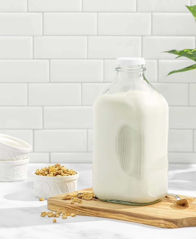 JoyJolt Glass Milk Bottles with Lids 64 oz