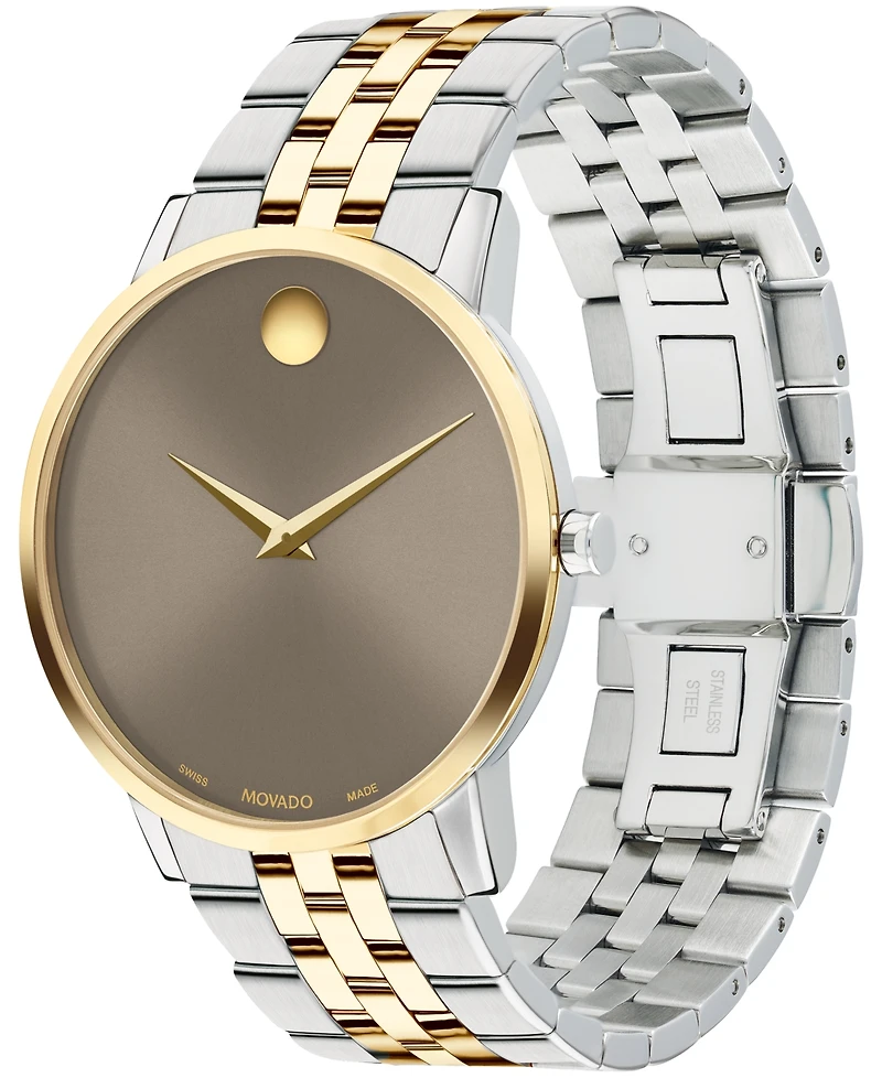 Movado Men's Museum Classic Swiss Quartz Two-Tone Stainless Steel Yellow Pvd Watch 40mm