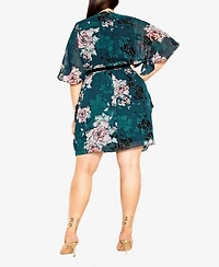 City Chic Plus Jade Blossom Mini Dress