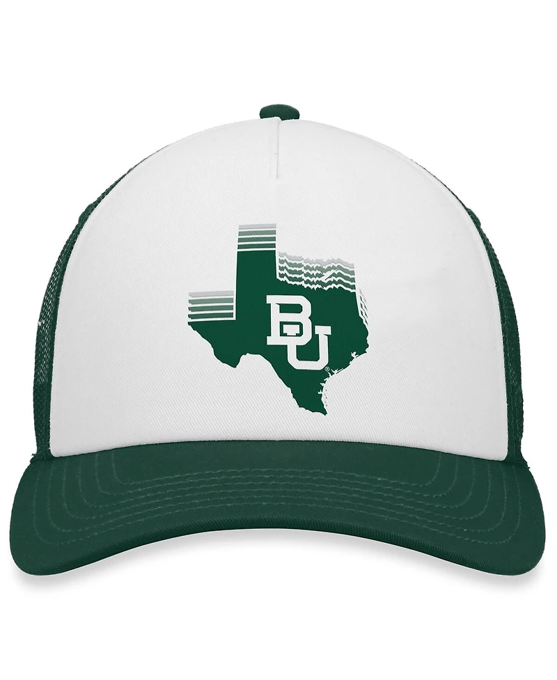 Men's Top of the World White, Green Baylor Bears Tone Down Trucker Snapback Hat