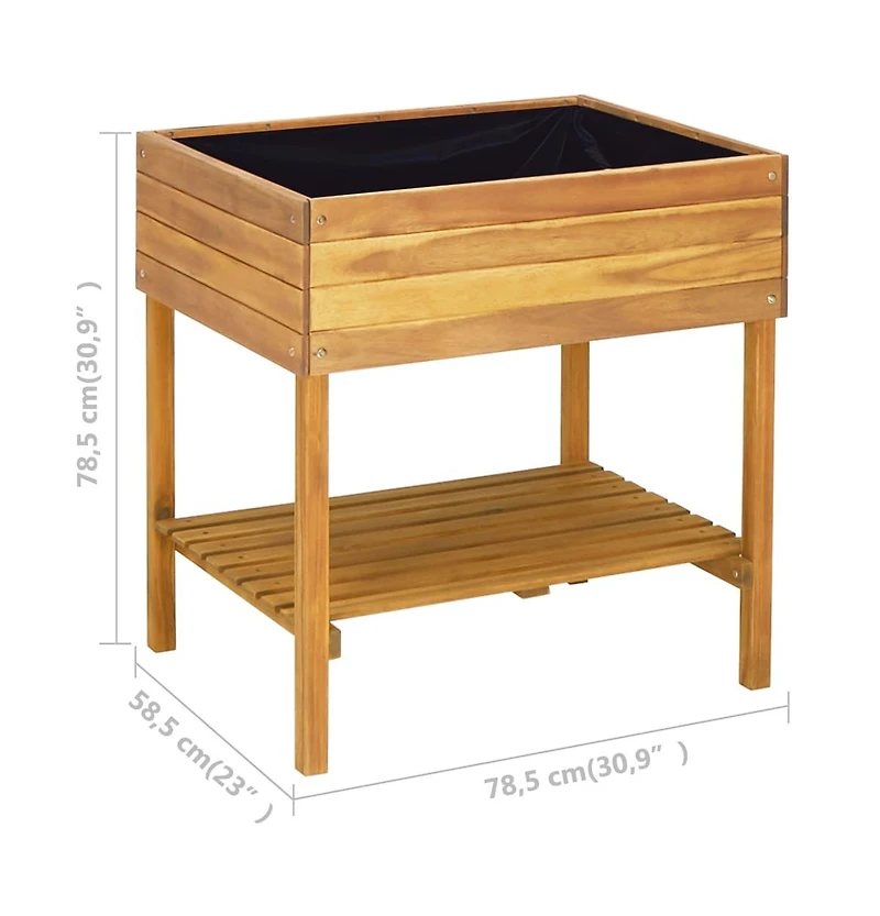 Raised Garden Planter 30.9"x23"x30.9" Solid Acacia Wood