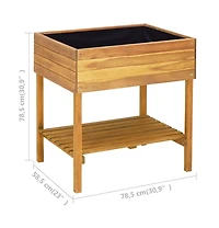 Raised Garden Planter 30.9"x23"x30.9" Solid Acacia Wood