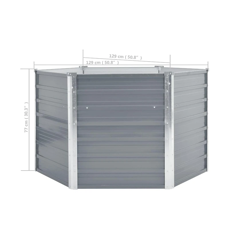 Garden Raised Bed Galvanized Steel 50.8"x50.8"x30.3" Gray