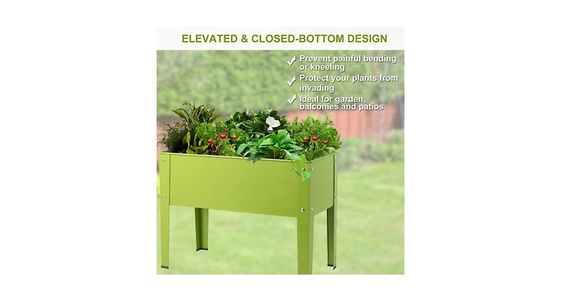 24.5 x 12.5 Inch Outdoor Elevated Garden Plant Stand Flower Bed Box