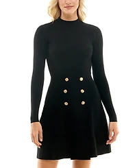 Bcx Juniors' Ribbed Mock-Neck Fit & Flare Sweater Dress