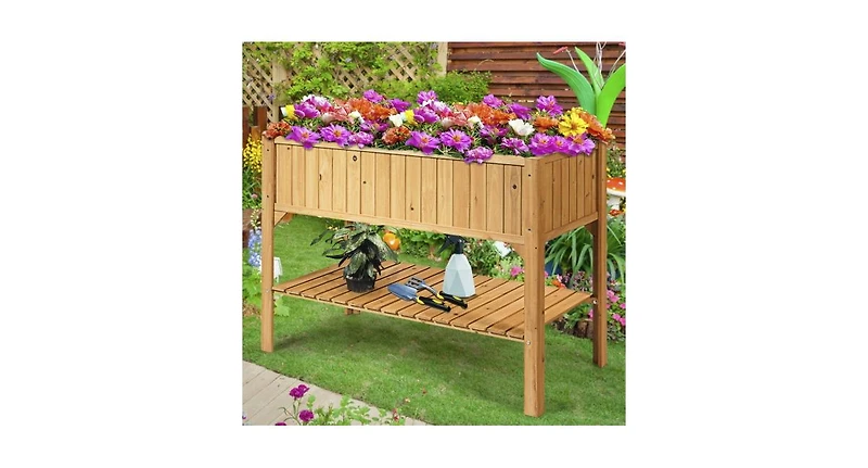 Wooden Elevated Planter Box Shelf Suitable for Garden Use