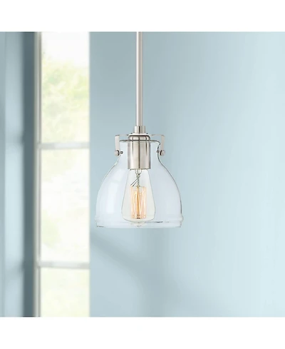 Possini Euro Design Bellis Brushed Nickel Mini Pendant Light 6 1/2" Wide Modern Industrial Clear Glass Shade for Dining Room Home Foyer Kitchen I
