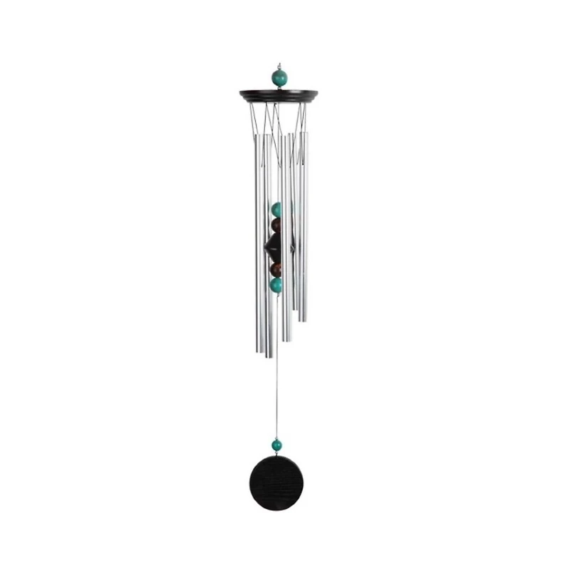 24" Long Wooden Top Geode Beads Wind Chime