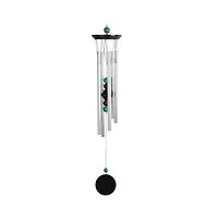 24" Long Wooden Top Geode Beads Wind Chime