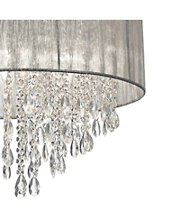 Possini Euro Design Jolie Chrome Chandelier Lighting 20" Wide Modern Crystal Silver Fabric Shade 7-Light Fixture for Dining Room House Kitchen Is
