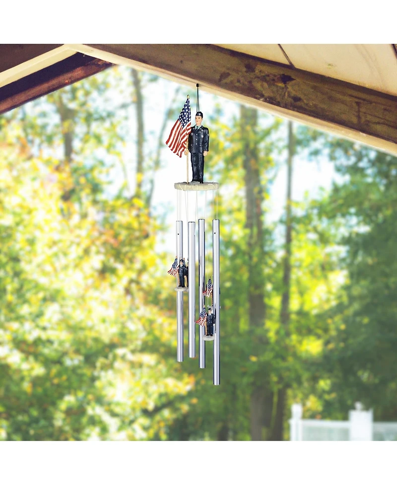 23" Long Us Air Force Us Flag Round Top Wind Chime