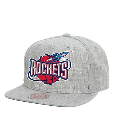 Men's Mitchell & Ness Heather Gray Houston Rockets Hardwood Classics 2.0 Snapback Hat