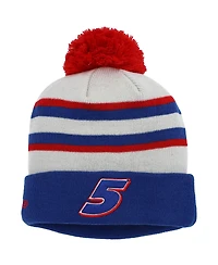 Men's New Era Blue Kyle Larson Cuffed Knit Hat with Pom