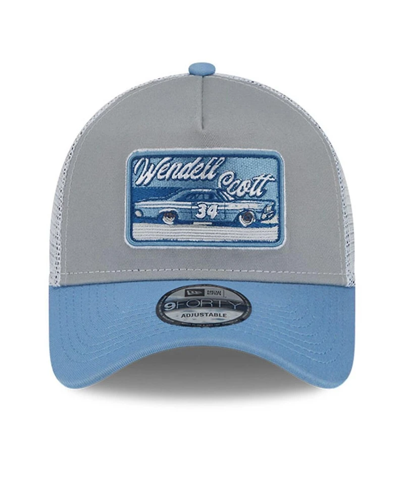 Men's New Era Light Blue, Gray Wendell Scott Legends 9FORTY A-Frame Trucker Snapback Adjustable Hat