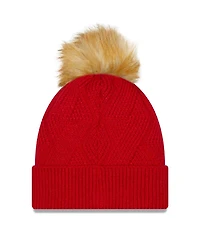 Women's New Era Red Tampa Bay Buccaneers Snowy Cuffed Knit Hat with Pom