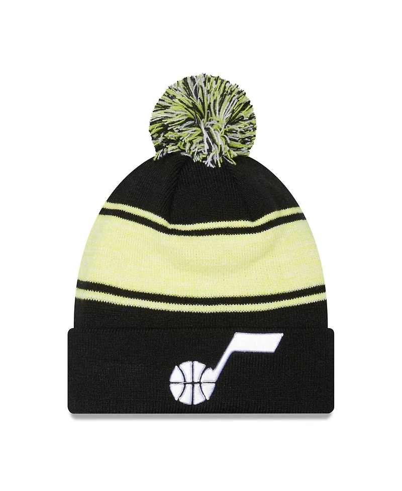 Men's New Era Black Utah Jazz Chilled Cuffed Knit Hat with Pom