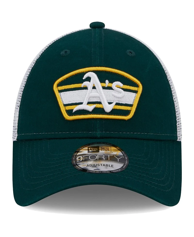 Men's New Era Green, White Oakland Athletics Logo Patch 9FORTY Trucker Snapback Hat