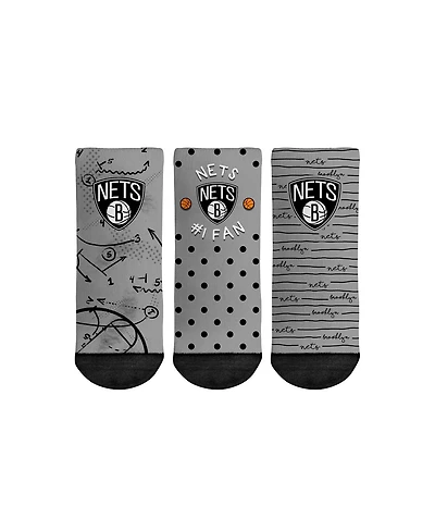 Toddler Boys and Girls Rock Em Socks Brooklyn Nets #1 Fan 3-Pack Crew Socks Set