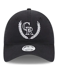 Women's New Era Black Colorado Rockies Leaves 9TWENTY Adjustable Hat