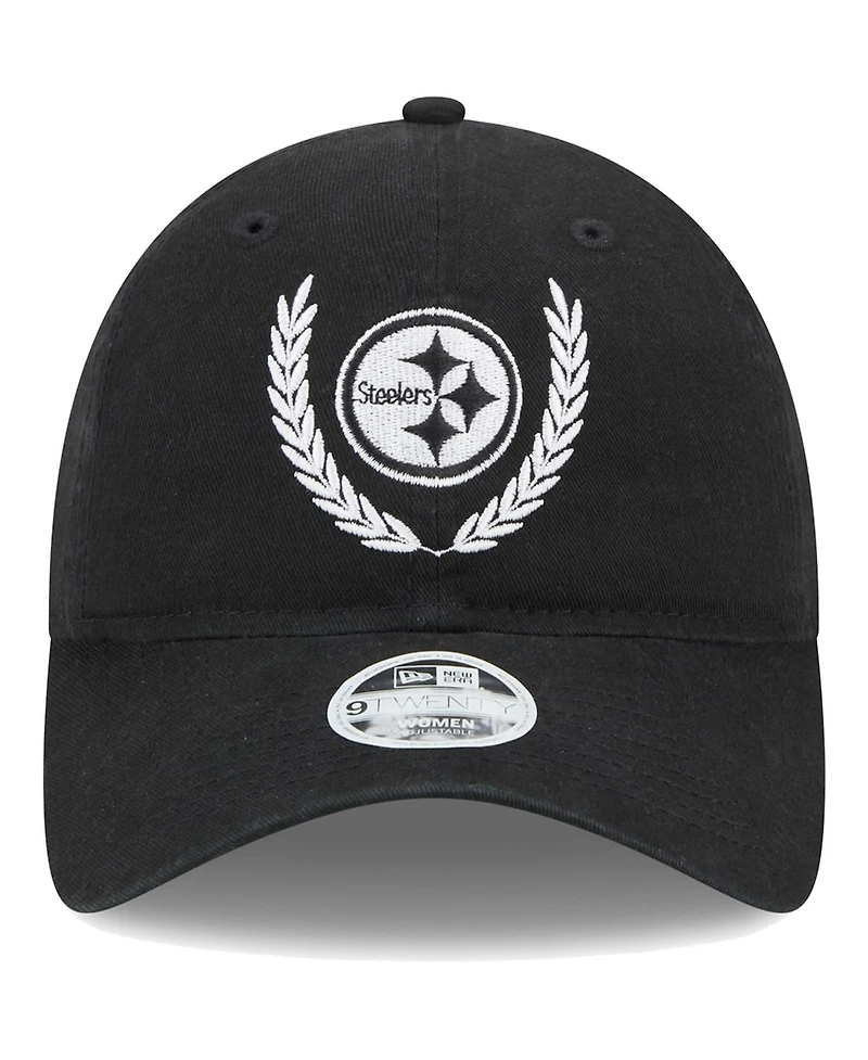 Women's New Era Black Pittsburgh Steelers Leaves 9TWENTY Adjustable Hat
