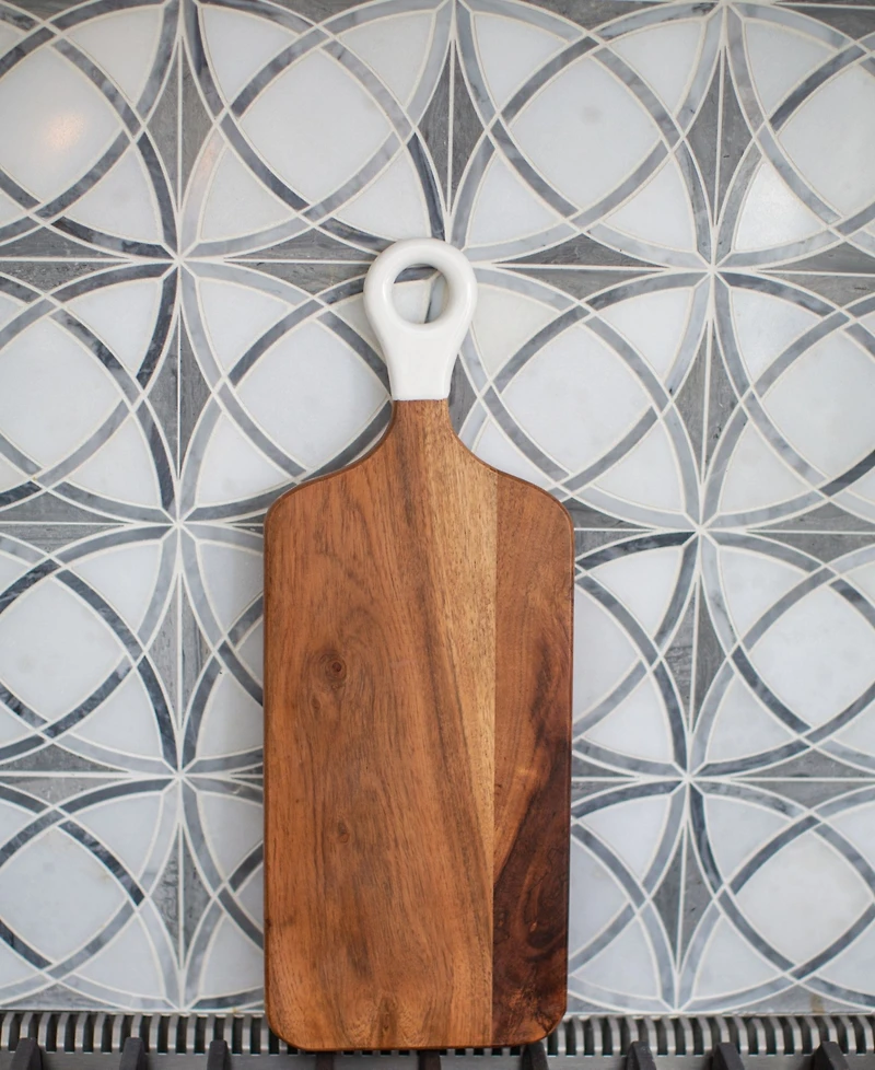 Jeanne Fitz Wood Plus White Collection Acacia Wood Rectangle Charcuterie Board