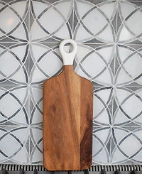 Jeanne Fitz Wood Plus White Collection Acacia Wood Rectangle Charcuterie Board