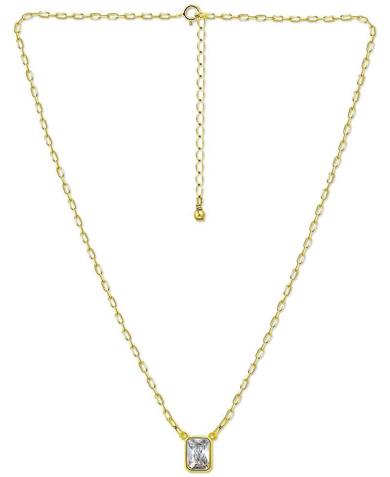 Giani Bernini Cubic Zirconia Octagon Bezel Solitaire Pendant Necklace, 16" + 2" extender, Created for Macy's