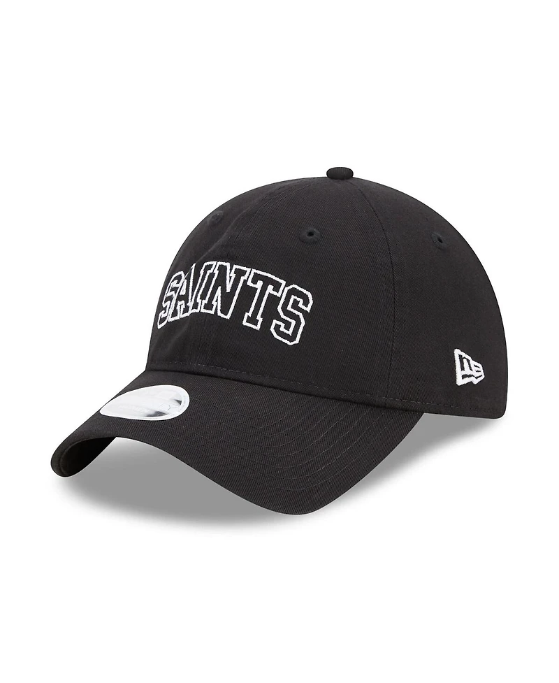 Women's New Era Black New Orleans Saints Collegiate 9TWENTY Adjustable Hat