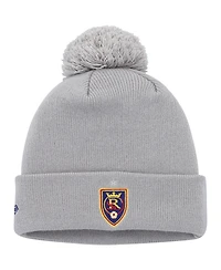 Men's New Era Gray Real Salt Lake Jersey Hook Cuffed Knit Hat with Pom
