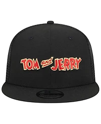 Men's New Era Black Tom and Jerry Wordmark Trucker 9FIFTY Snapback Hat