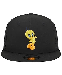 Men's New Era Black Looney Tunes Tweety Trucker 9FIFTY Snapback Hat