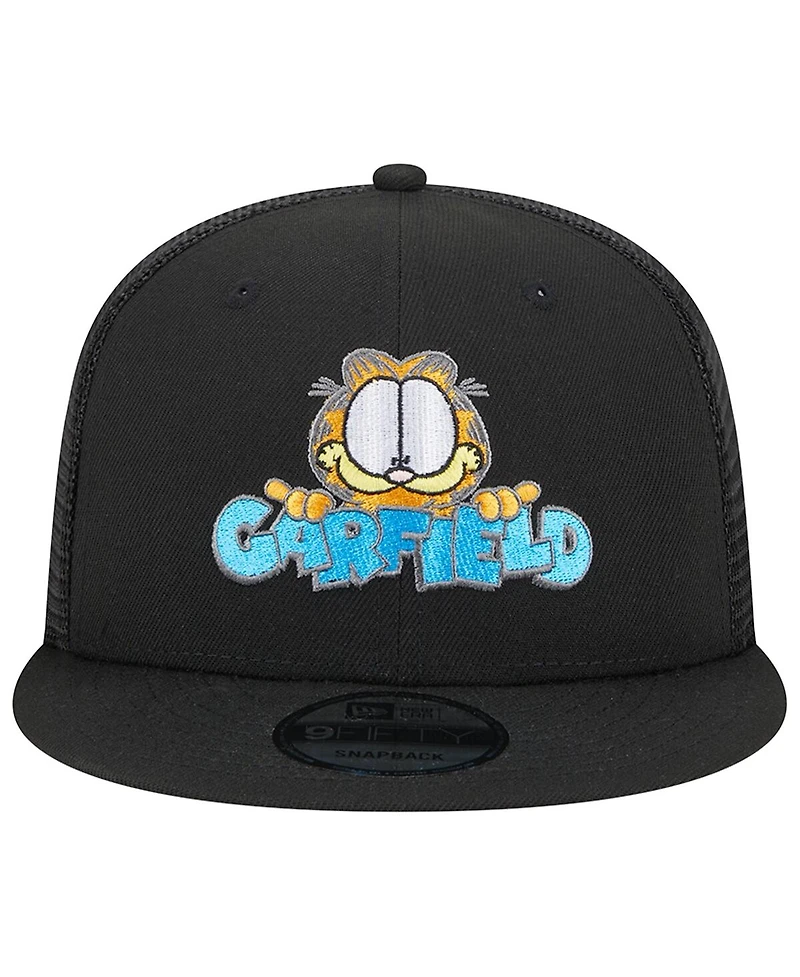Men's New Era Black Garfield Wordmark Trucker 9FIFTY Snapback Hat