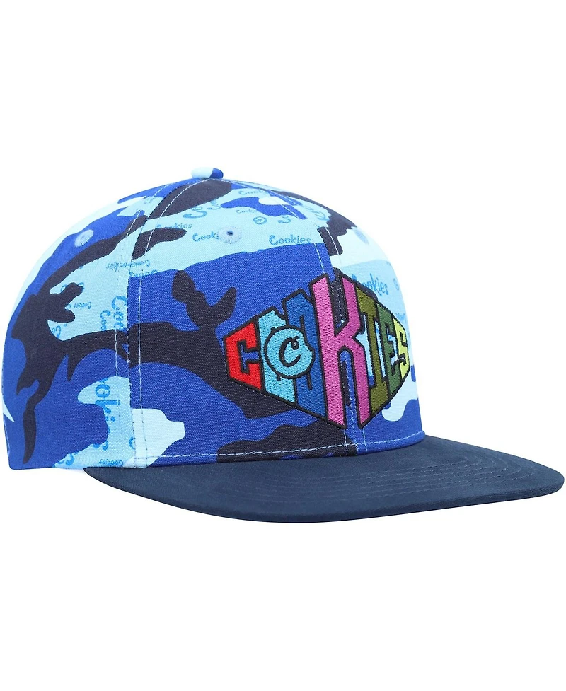 Men's Cookies Blue, Camo Across the Board Snapback Hat