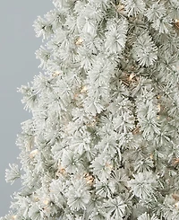 Seasonal Flocked Winter Fir 7.5' Pre-Lit Flocked Hard Needle Tree with Metal Stand 735 Tips, 300 Warm Led Remote, Ez-Connect, Storage Bag