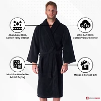 Alpine Swiss Pure Cotton Men Terry Cloth Bathrobe Super Absorbent Hotel Spa Robe
