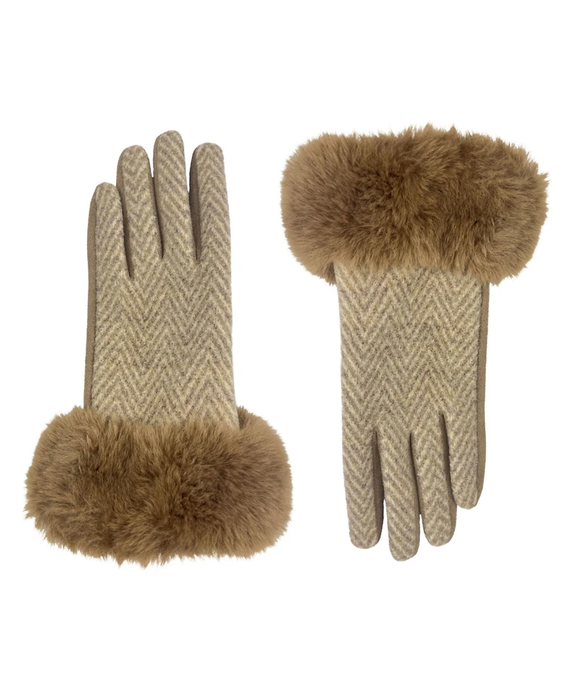 Marcus Adler Chevron Faux Fur Cuff Touchscreen Jersey Glove