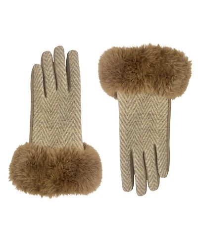 Marcus Adler Chevron Faux Fur Cuff Touchscreen Jersey Glove
