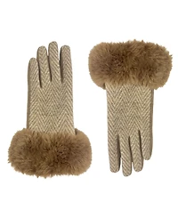 Marcus Adler Chevron Faux Fur Cuff Touchscreen Jersey Glove