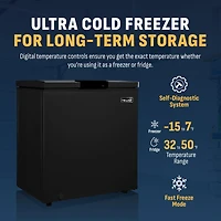 Newair 5 Cu. Ft. Mini Deep Chest Freezer and Refrigerator in Black with Digital Temperature Control, Fast Freeze Mode, Stay-Open Lid, Removable Storag