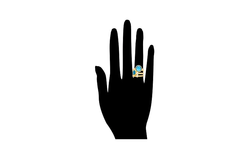 Turquoise Crystal and Cubic Zirconia Stack Band Ring