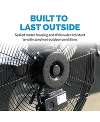 Newair 20" High Velocity Wall Mount Fan, Heavy Duty Waterproof Outdoor Fan, Adjustable Tilt and 3 Speeds up to 4650 Cfm, Pull Chain Switch | Wall