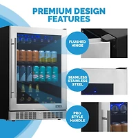 Newair 24" Built-in Premium 224 Can Beverage Fridge with Color Changing Led Lights, Seamless Stainless Steel Door and Precision Temperature Contr