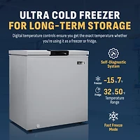 Newair 5 Cu. Ft. Mini Deep Chest Freezer and Refrigerator in Cool Gray with Digital Temperature Control, Fast Freeze Mode, Stay-Open Lid, Removable St