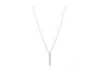 Rhodium Cubic Zirconia Bar Pendant Necklace